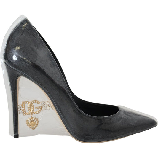 Dolce & Gabbana Elegant Black Gold Detail Heels Pumps Dolce & Gabbana Dark Slate Gray