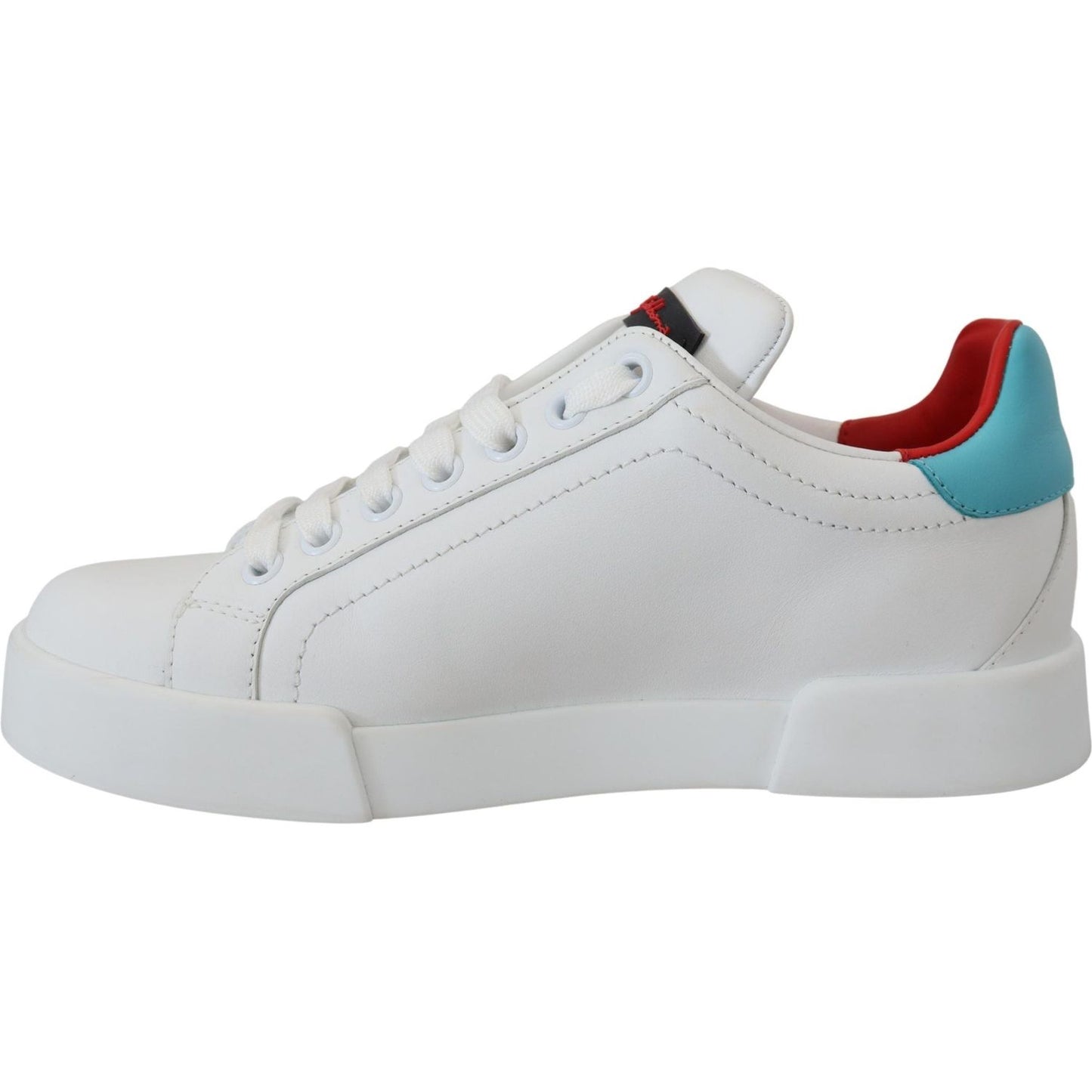 Dolce & Gabbana White Leather Sneaker Portofino Logo Heart Shoes LA10093 -35