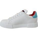 Dolce & Gabbana White Leather Sneaker Portofino Logo Heart Shoes LA10093 -35