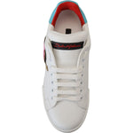 Dolce & Gabbana White Leather Sneaker Portofino Logo Heart Shoes LA10093 -35