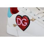 Dolce & Gabbana White Leather Sneaker Portofino Logo Heart Shoes LA10093 -35