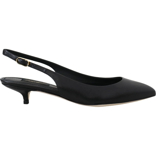 Dolce & Gabbana Elegant Black Leather Slingback Pumps Dolce & Gabbana Dark Slate Gray