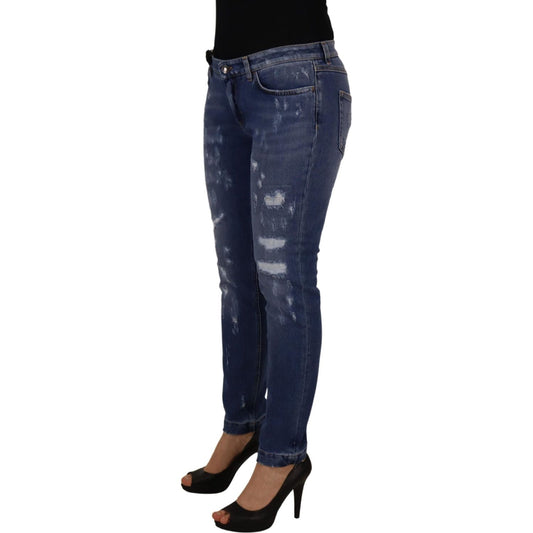 Dolce & Gabbana Chic Low Waist Skinny Denim Jeans Dolce & Gabbana Dark Slate Gray