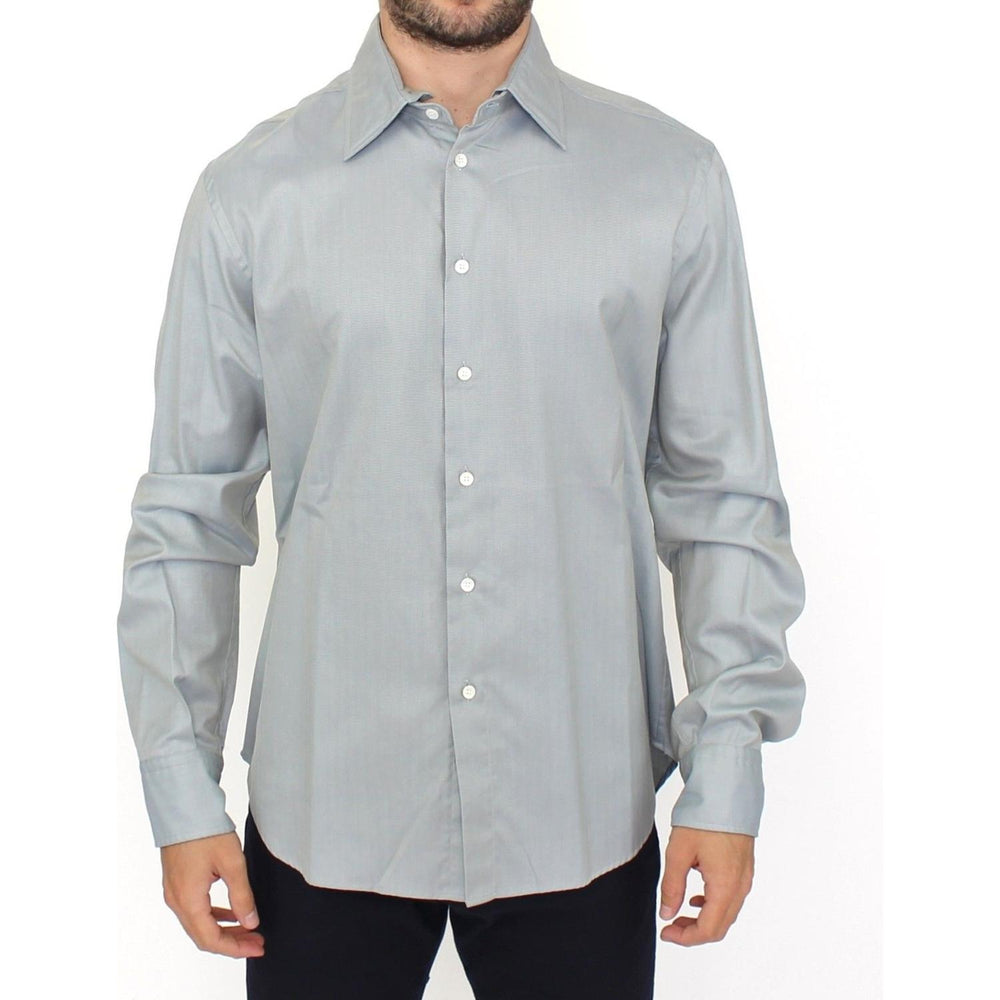 Ermanno Scervino Gray Cotton Long Sleeve Casual Shirt Top SIG10118-1