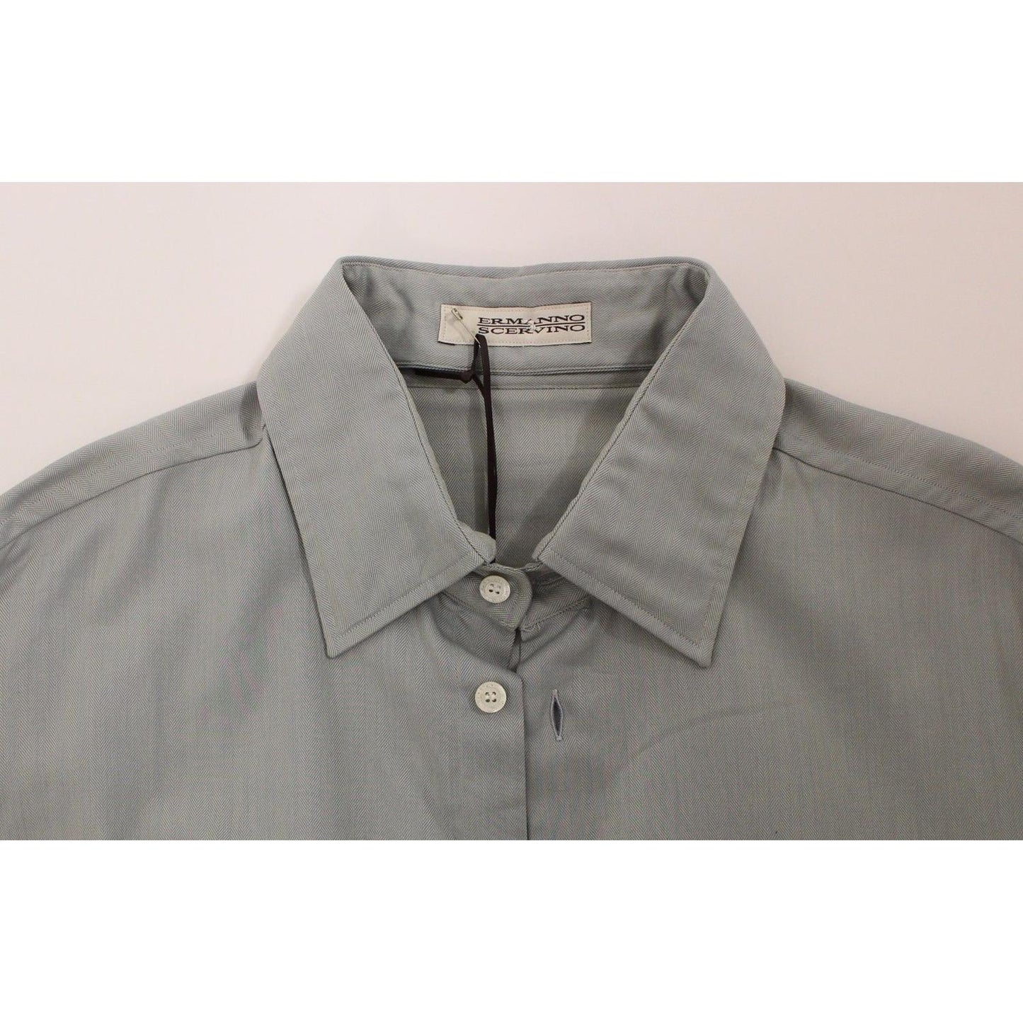 Ermanno Scervino Gray Cotton Long Sleeve Casual Shirt Top SIG10118-1