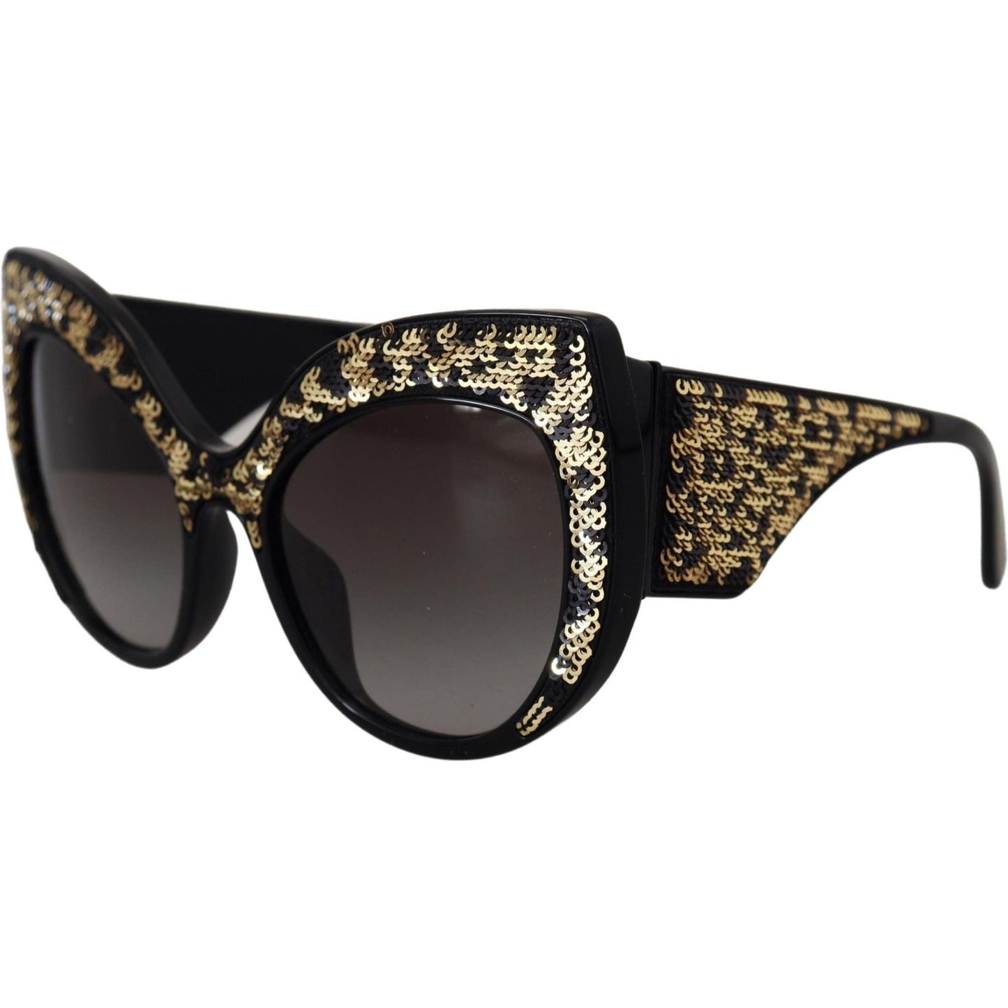 Dolce & Gabbana Black Gold Sequin Butterfly Polarized DG4326 Sunglasses