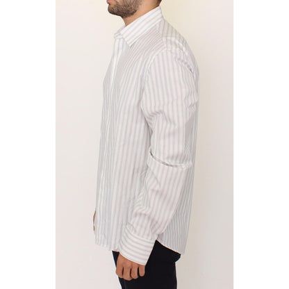 Ermanno Scervino White Black Striped Regular Fit Casual Shirt Ermanno Scervino