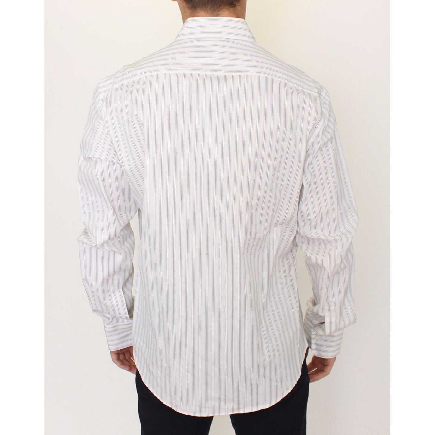 Ermanno Scervino White Black Striped Regular Fit Casual Shirt Ermanno Scervino