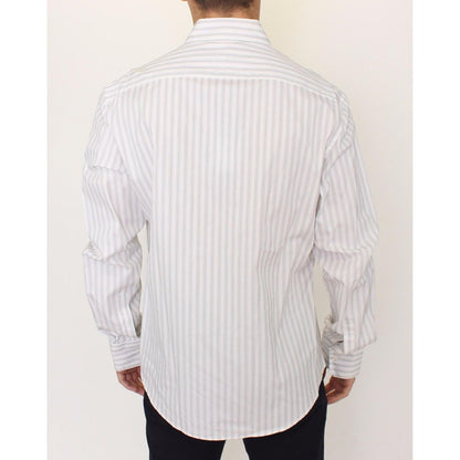 Ermanno Scervino White Black Striped Regular Fit Casual Shirt Ermanno Scervino