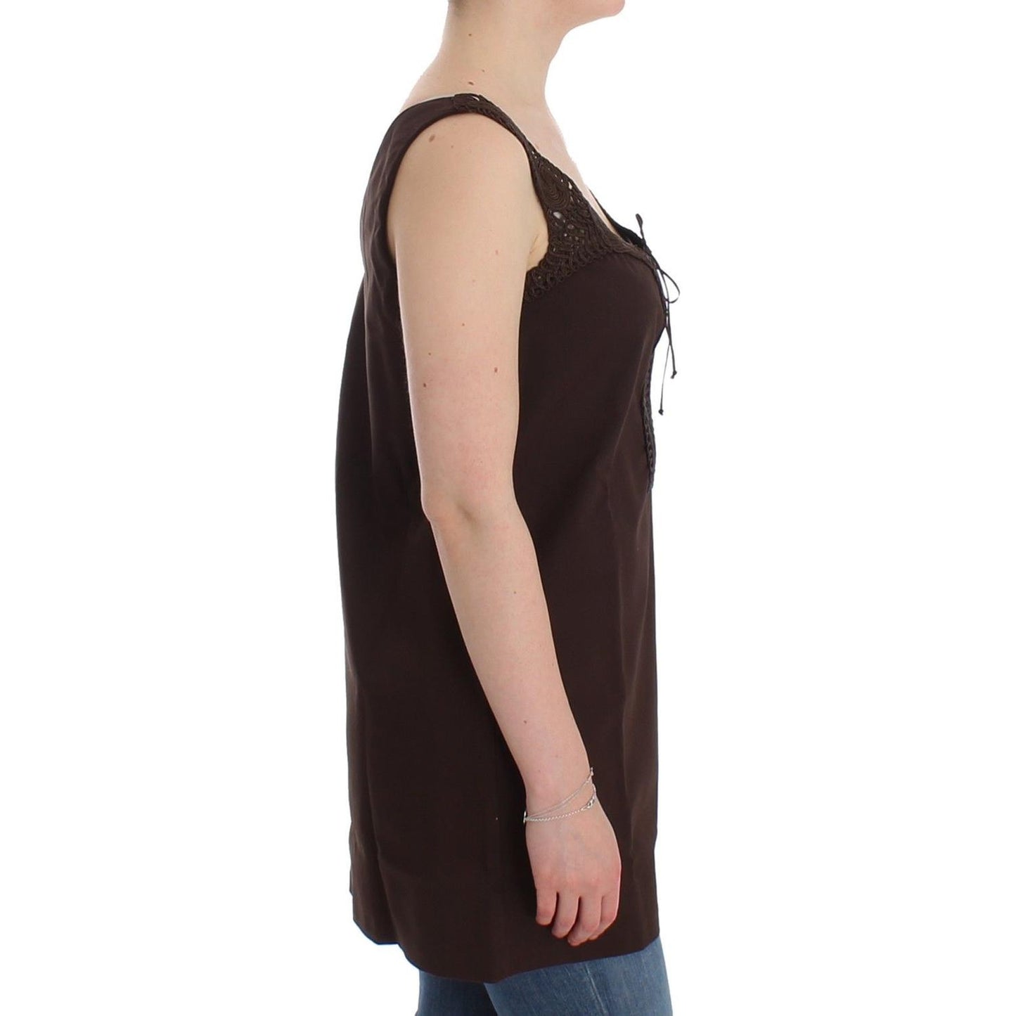 Ermanno Scervino Beachwear Brown Cotton Stretch Tunic Dress