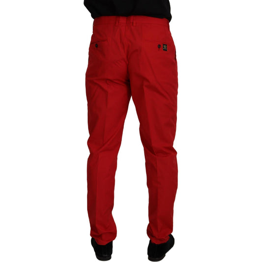 Dolce & Gabbana Elegant Slim Fit Crimson Chinos Dolce & Gabbana Dark Red