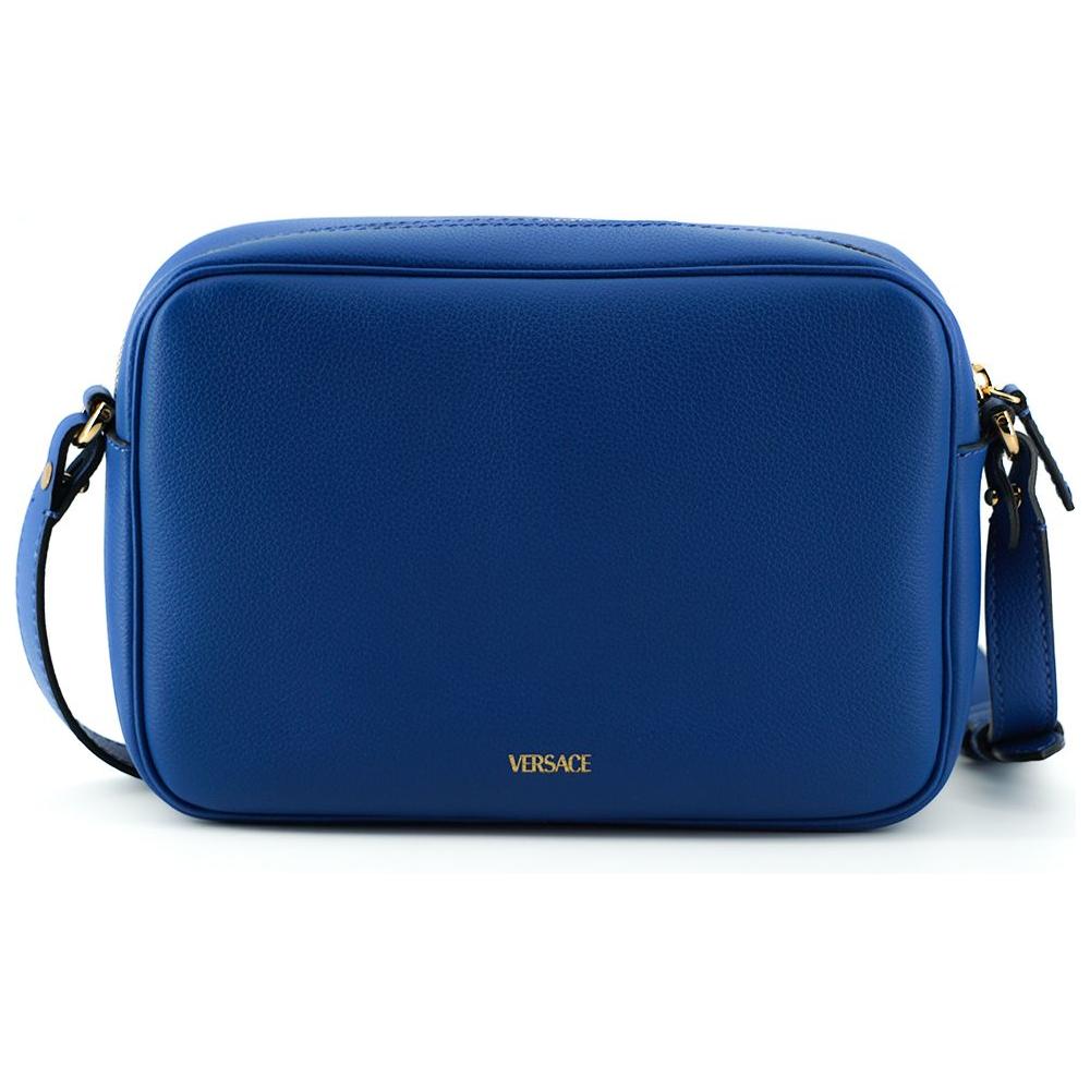Versace Blue Calf Leather Camera Shoulder Bag WOMAN SHOULDER BAGS