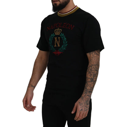 Dolce & Gabbana Black Cotton Embroidered Crewneck T-shirt Dolce & Gabbana