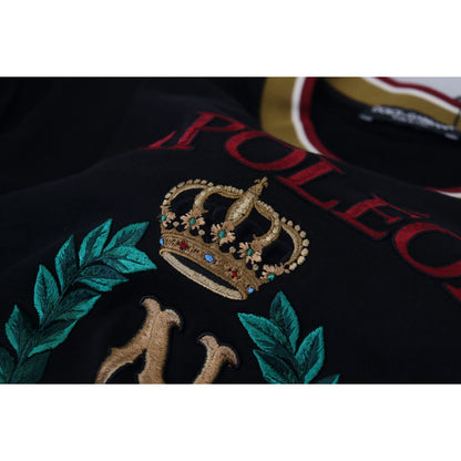 Dolce & Gabbana Black Cotton Embroidered Crewneck T-shirt Dolce & Gabbana