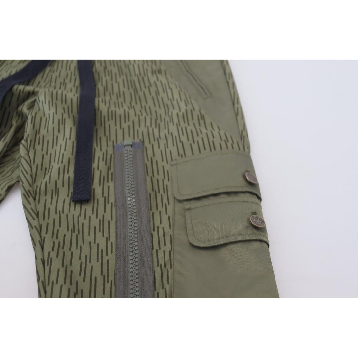 Dolce & Gabbana Green Striped Cargo Zipper Leg Men Trouser Pants