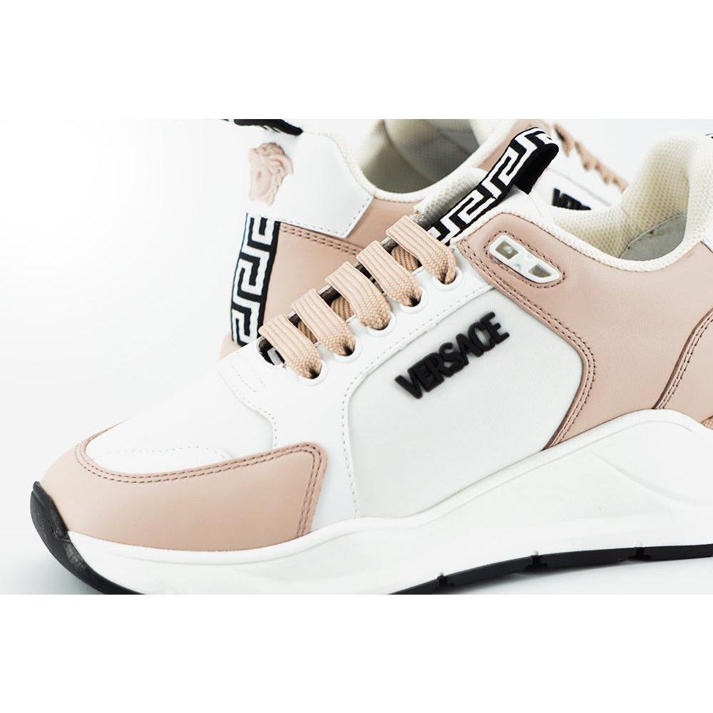 Versace Light Pink and White Calf Leather Sneakers