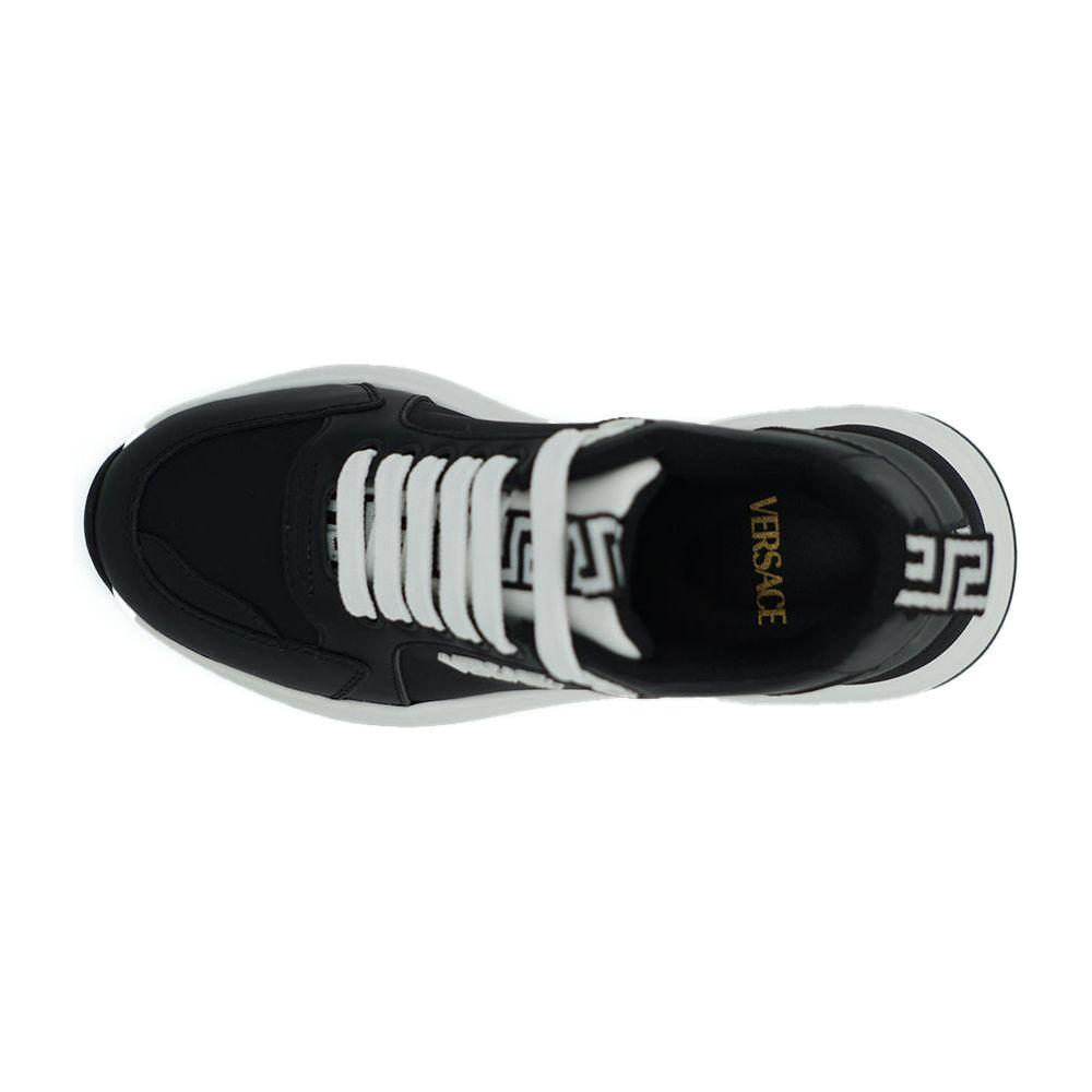 Versace Black and White Calf Leather Sneakers