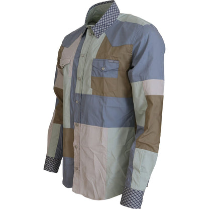 Dolce & Gabbana Multicolor Cotton Patchwork Slim Shirt