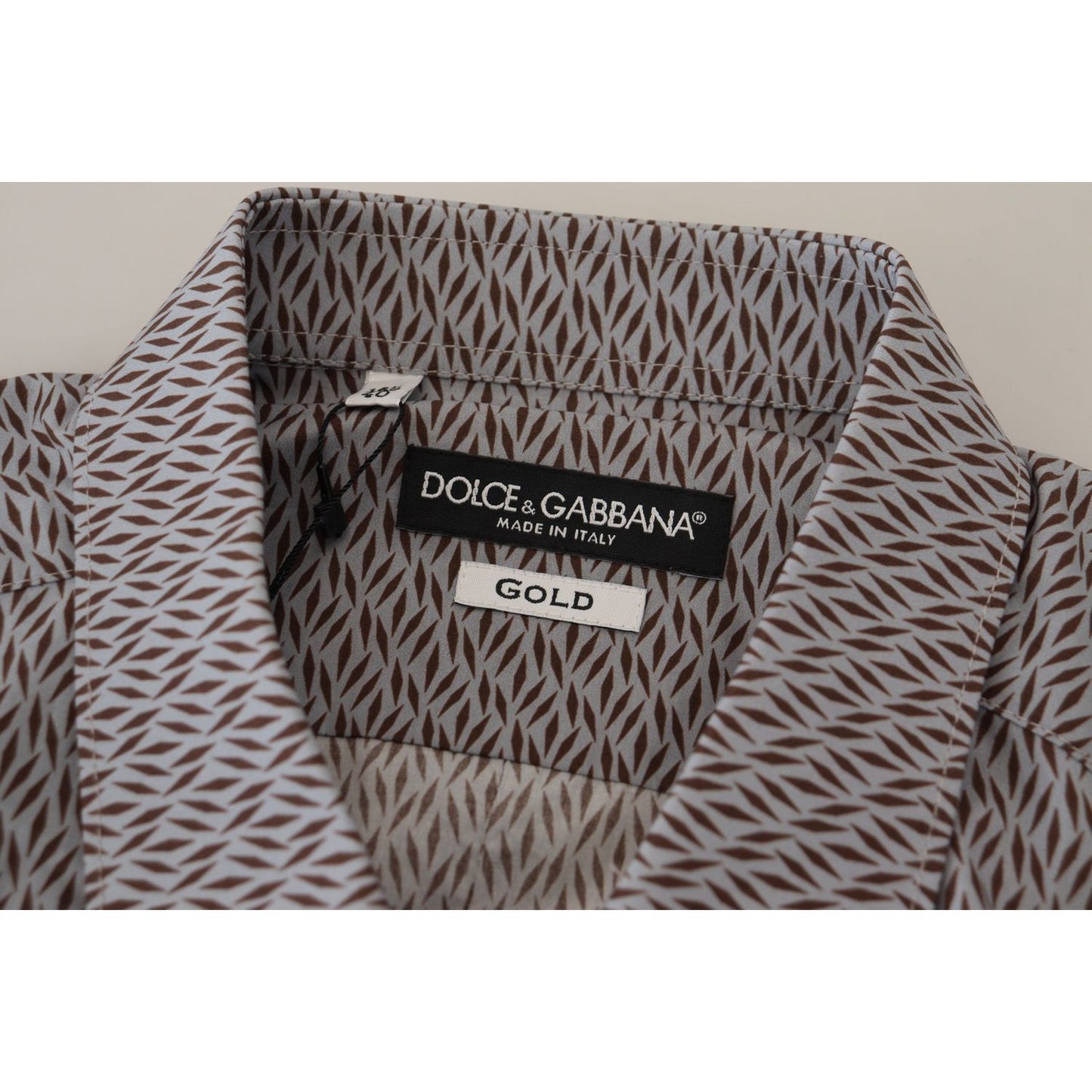 Dolce & Gabbana Gray Brown GOLD Slim Fit Dress Formal Shirt