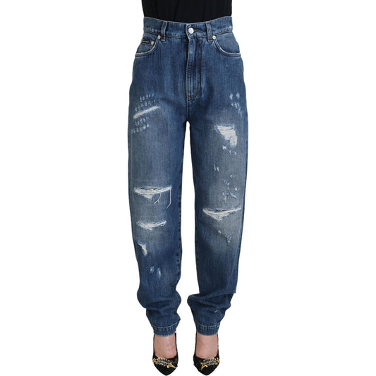 Dolce & Gabbana Elegant Tattered Denim Jeans Dolce & Gabbana Dark Slate Gray