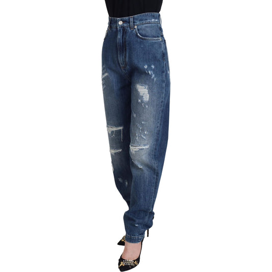 Dolce & Gabbana Elegant Tattered Denim Jeans Dolce & Gabbana Dark Slate Gray