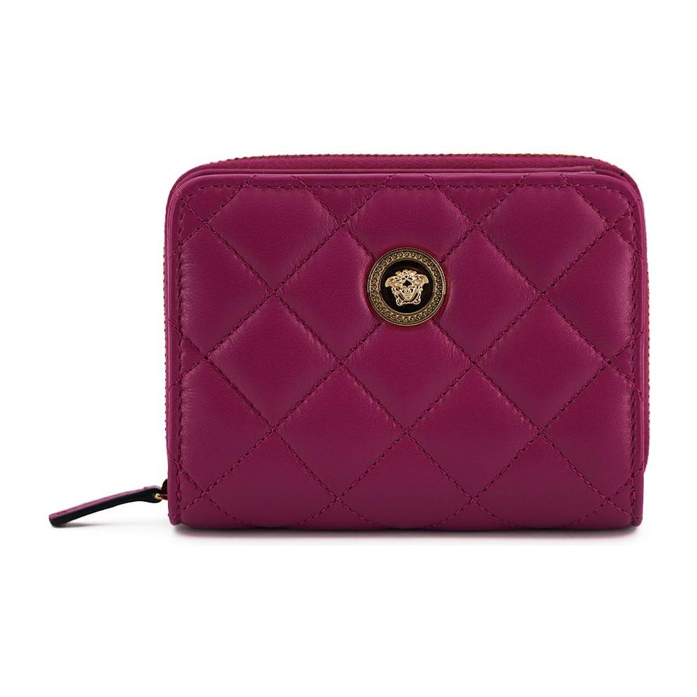 Versace Purple Nappa Leather Bifold Zip Around Wallet WOMAN WALLETS