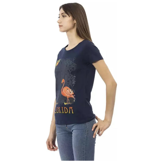 Trussardi Action Blue Cotton Women T-Shirt Trussardi Action Dark Slate Gray