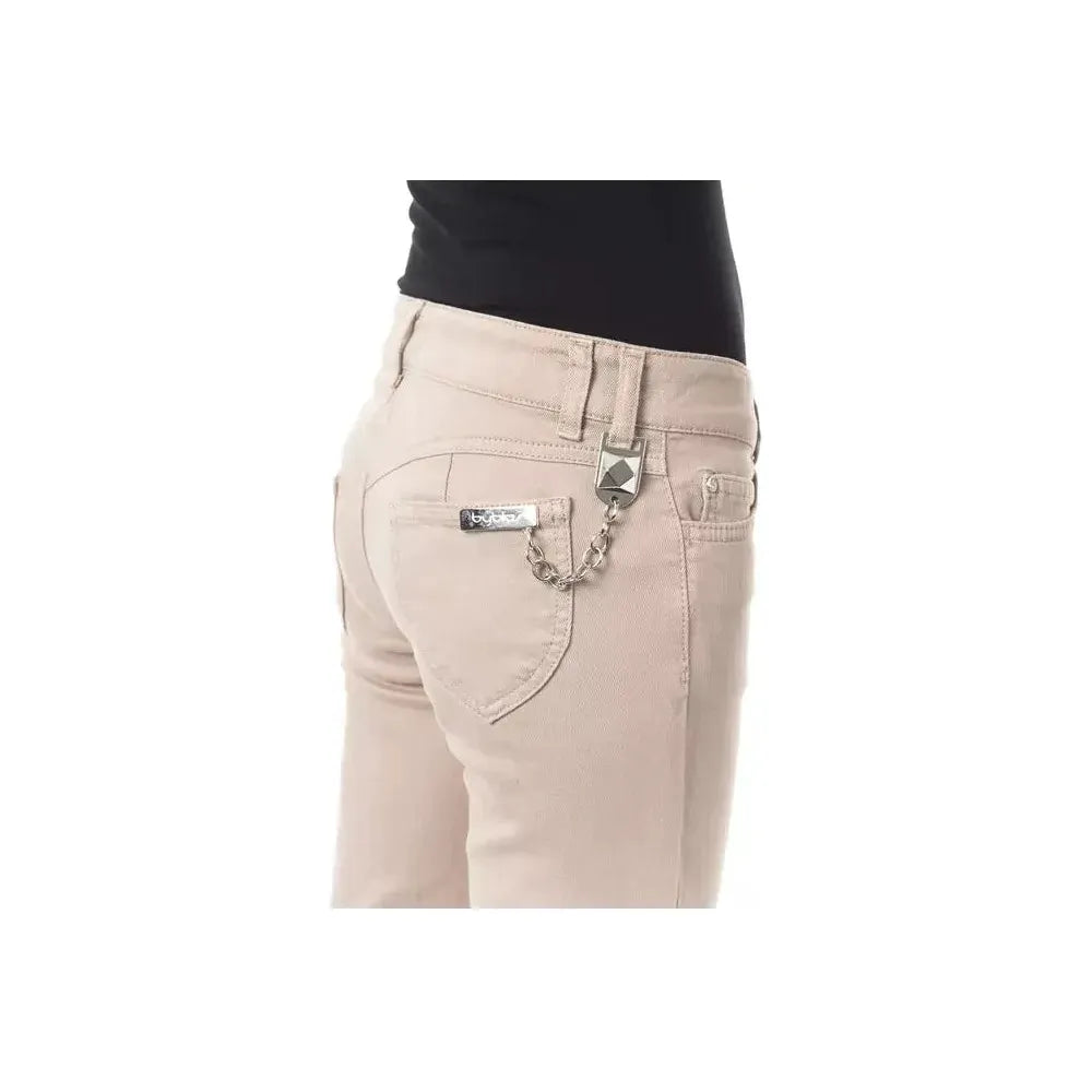 BYBLOS Beige Cotton Women Pant with Back Pocket Chain 1728,67345744032,Beige,BYBLOS,Clothing,Jeans & Pants - Women - Clothing,New with tags,Pants - Clothing,W25,W26,Women,Women - Clothing