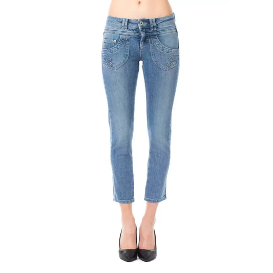 Ungaro Fever Light Blue Cotton Women Capri Jeans