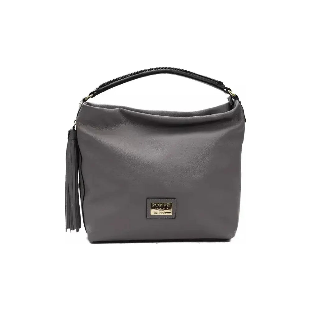 Pompei Donatella Gray Leather Women Shoulder Bag Pompei Donatella