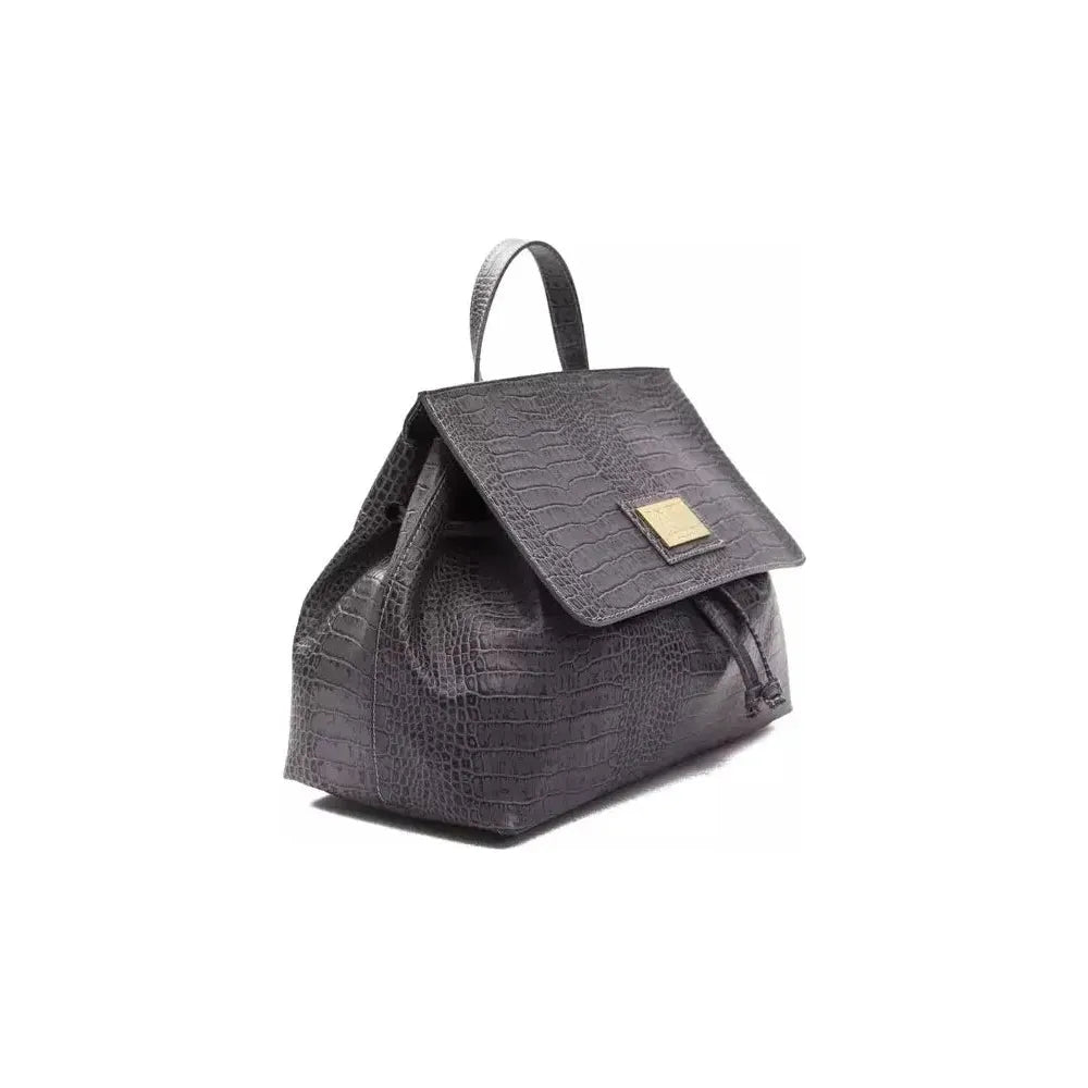 Pompei Donatella Gray Leather Women Shoulder Bag