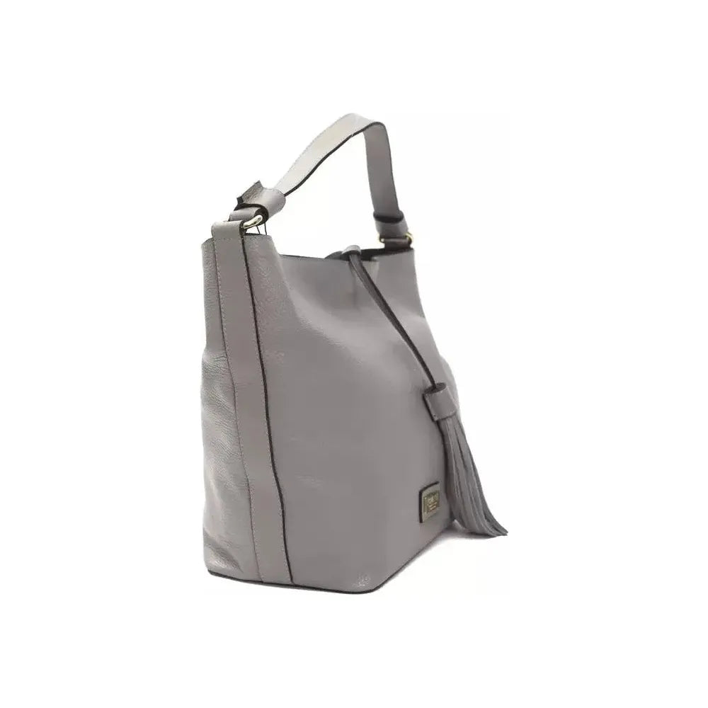Pompei Donatella Gray Leather Women Shoulder Bag Pompei Donatella