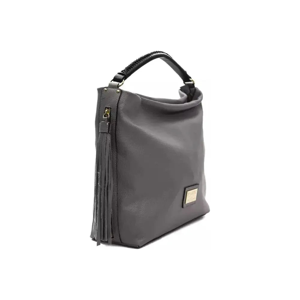 Pompei Donatella Gray Leather Women Shoulder Bag Pompei Donatella