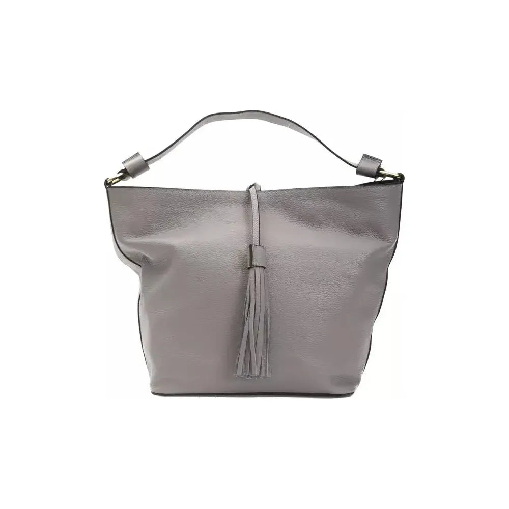 Pompei Donatella Gray Leather Women Shoulder Bag Pompei Donatella