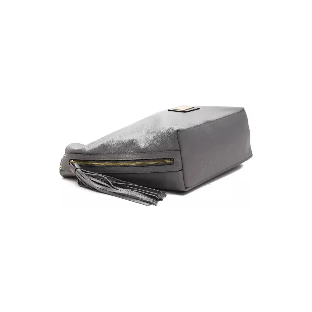 Pompei Donatella Gray Leather Women Shoulder Bag Pompei Donatella