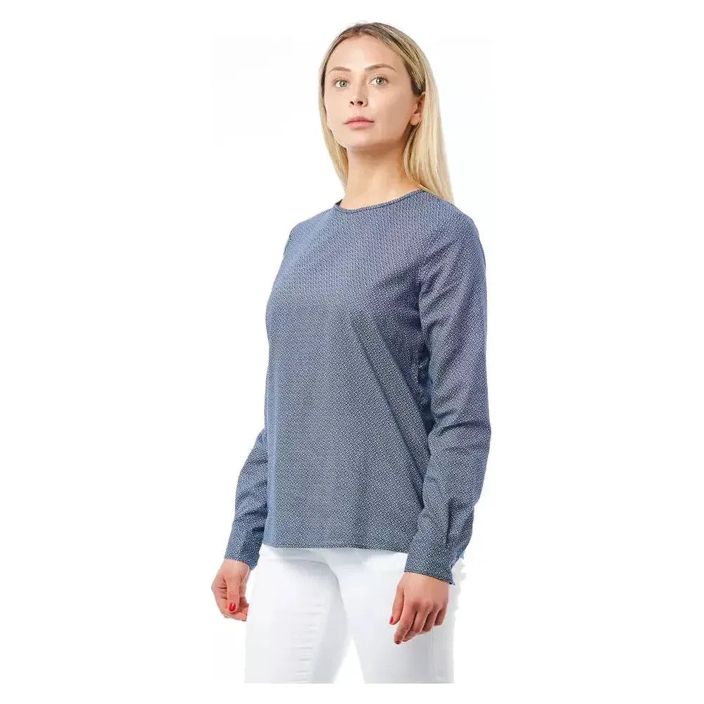 Bagutta Blue Cotton Women Shirt 1728,67345744032,Bagutta,Blue,Clothing,L,New with tags,Pattern - Shirts - Clothing,Shirts - Clothing,Shirts - Women - Clothing,Women,Women - Clothing