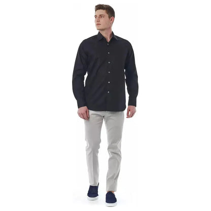 Bagutta Black Cotton Men Shirt 1728,67345744032,Bagutta,Black,Clothing,Dress Shirts - Shirts - Clothing,IT44 | XS,Men,Men - Clothing,New with tags,Shirts - Clothing,Shirts - Men - Clothing