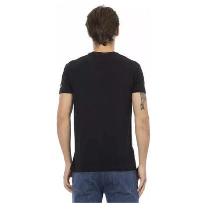 Trussardi Action Black Cotton Men's V-Neck T-Shirt