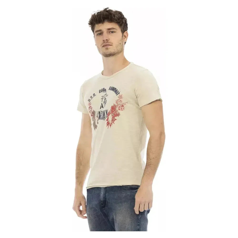 Trussardi Action Beige Cotton Men T-Shirt