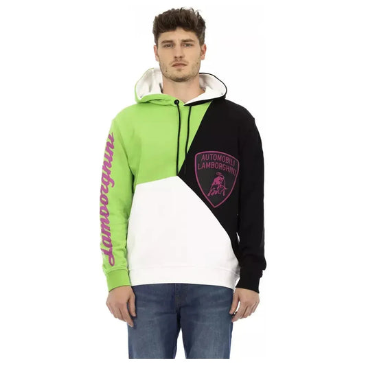 Automobili Lamborghini White Cotton Men Sweater with Hood Automobili Lamborghini