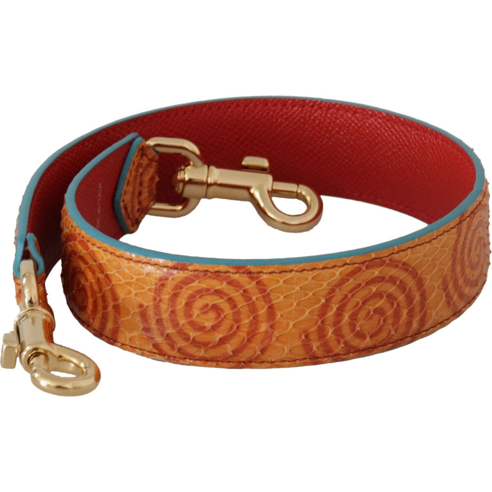 Dolce & Gabbana Orange Leather Swirl Print Bag Shoulder Strap BEL8740
