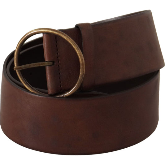 Dolce & Gabbana Elegant Leather Belt with Engraved Buckle Dolce & Gabbana Dark Slate Gray