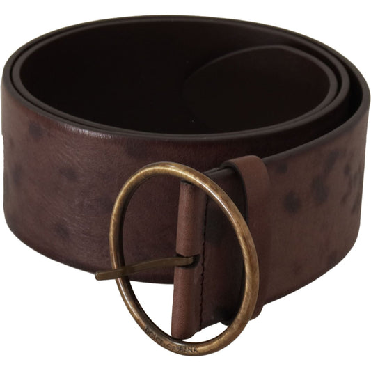 Dolce & Gabbana Elegant Dark Brown Leather Belt with Logo Buckle Dolce & Gabbana Dark Slate Gray