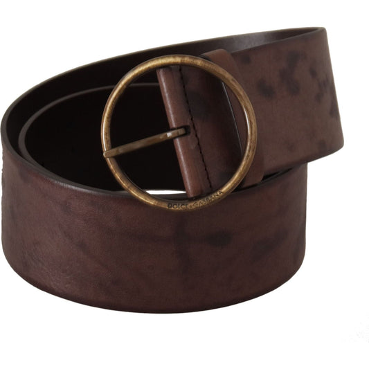 Dolce & Gabbana Elegant Dark Brown Leather Belt with Logo Buckle Dolce & Gabbana Dark Slate Gray