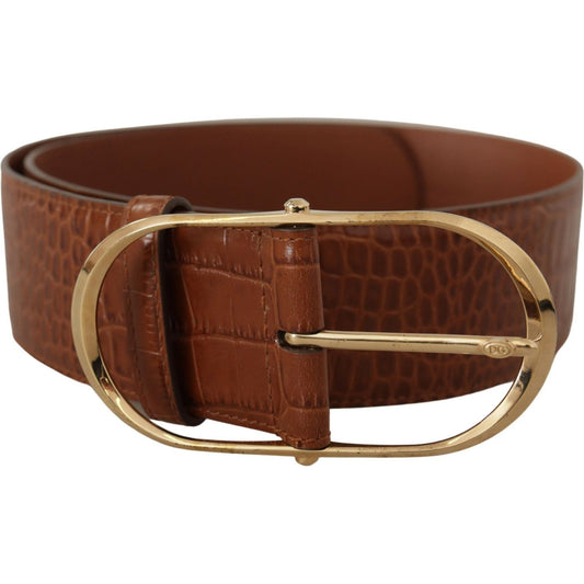 Dolce & Gabbana Enchanting Engraved Logo Leather Belt Dolce & Gabbana Saddle Brown