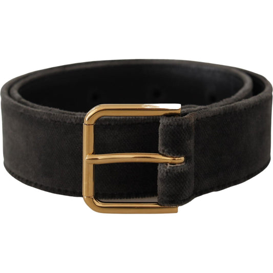 Dolce & Gabbana Elegant Velvet Belt with Engraved Buckle Dolce & Gabbana Black
