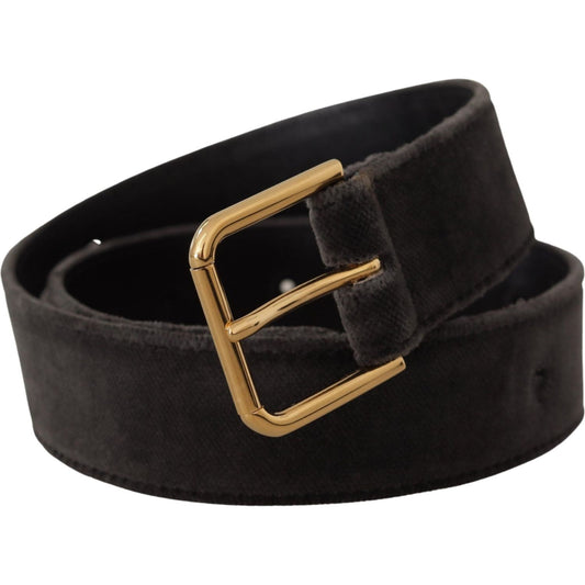 Dolce & Gabbana Elegant Velvet Belt with Engraved Buckle Dolce & Gabbana Black