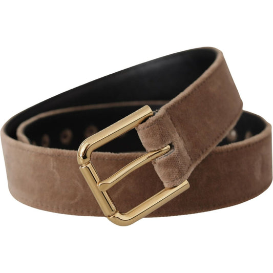 Dolce & Gabbana Elegant Velvet Logo Buckle Belt Dolce & Gabbana Dark Olive Green