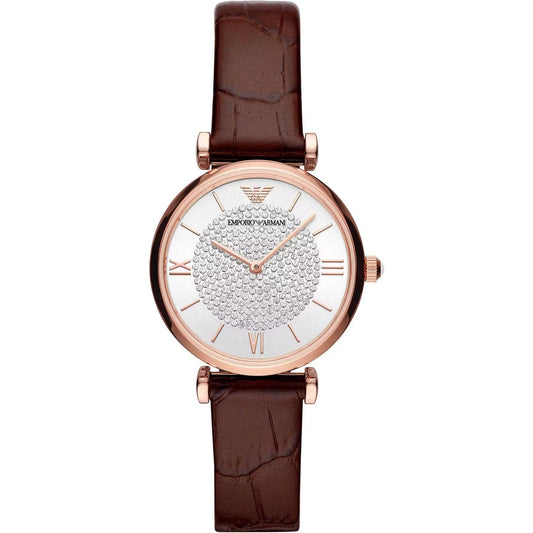 Emporio Armani Elegant Bordeaux Leather Watch for Women Emporio Armani Light Gray