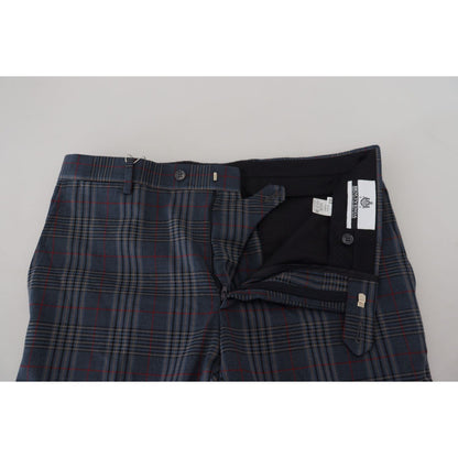 BENCIVENGA Gray Pure Wool Men Checkered Pants 1728,67345645728,BENCIVENGA,Clothing,Dress Pants - Pants - Clothing,Gray Patterned,IT46 | S,Jeans & Pants - Men - Clothing,Material: Pure Wool,Men,Men - Clothing,New with tags,Pants - Clothing